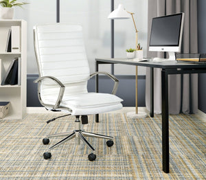 OSP Home Furnishings High Back Executive Office Chair with Faux Leather Upholstery Lumbar Support Chrome Arms White SPX23590C-U11