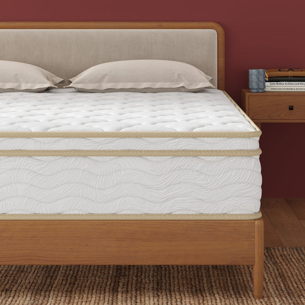 English Elm Queen Hybrid Mattress Euro Top Gel Foam Pocketed Coils Medium Firm 12 Inch Profile B372P396154