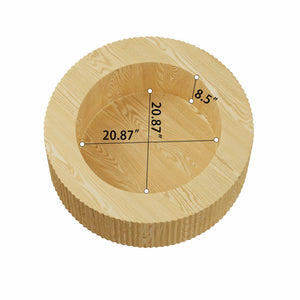English Elm 29.53 Inch Round Mdf Coffee Table with Grooved Sides and Concealed Storage for Living Rooms W2189P320662