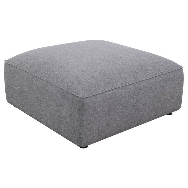 English Elm Jennifer Grey Square Upholstered Ottoman with Welt Detailing, Modern Grey Fabric, Comfortable Tight Seat, Durable Frame B062P344989