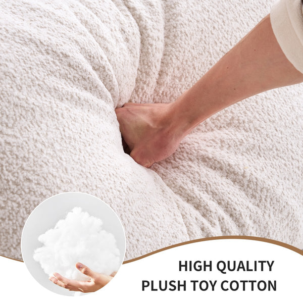 English Elm LY-024 Beige Compression Sofa 4-Seater Deep Seat Crochet Yarn Fabric Foam+Spring Breathable Comfort W2231S00014