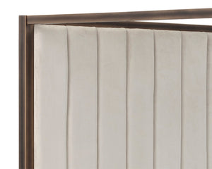 Sunpan Casette King Canopy Bed - Regal Design with Durable Piccolo Fabric, Rustic Bronze Frame & No Box Spring Needed