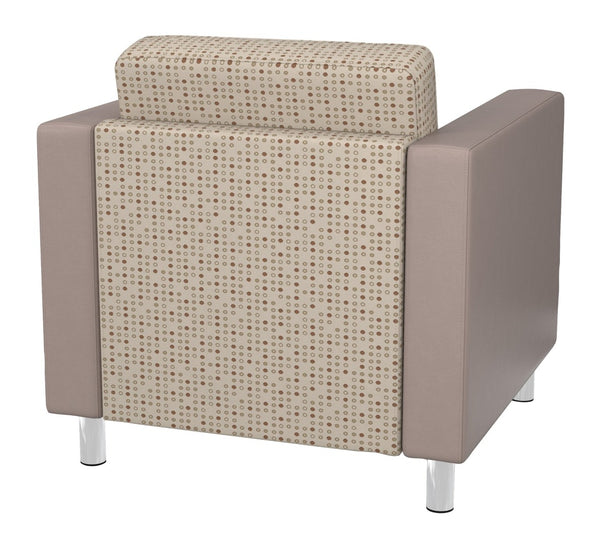OSP Home Furnishings Pacific Vinyl Club Armchair with Chrome Legs for Modern Living Room Lounge Seating Luna Stratus PAC51-K100/R103