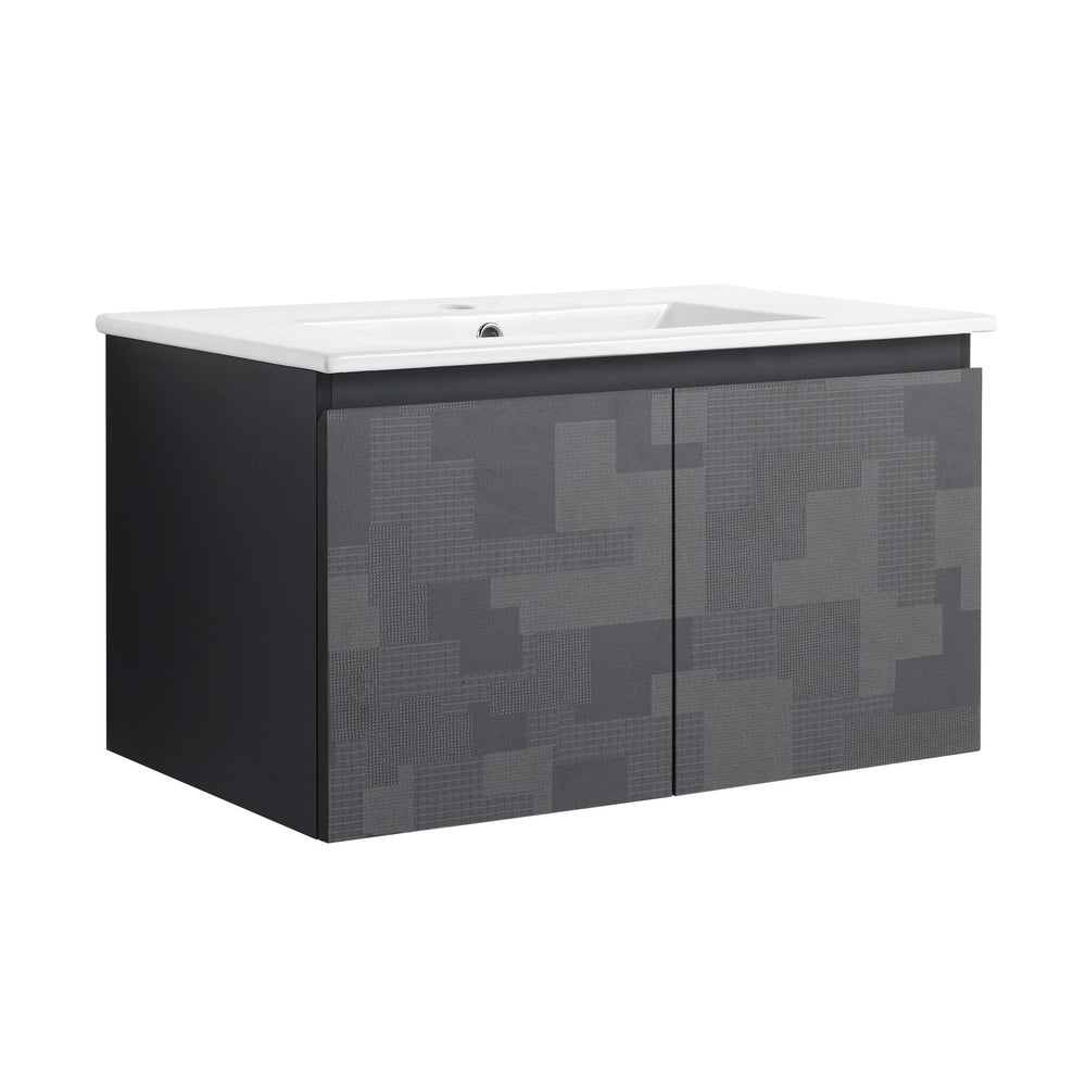 English Elm 30'' Floating Wall-Mounted Bathroom Vanity Set With Ceramic Sink, Soft-Close Doors & Modern Design W999S00209