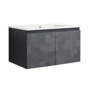 English Elm 30'' Floating Wall-Mounted Bathroom Vanity Set With Ceramic Sink, Soft-Close Doors & Modern Design W999S00209