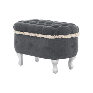 English Elm Christopher Knight Home® - 29.5'' Storage Bench with Button-Tufted Fabric, Tassel-Trim Ottoman with Hidden Compartment for Bedroom Grey 30.25 L x 18.5 W x 14 H N761P335817E