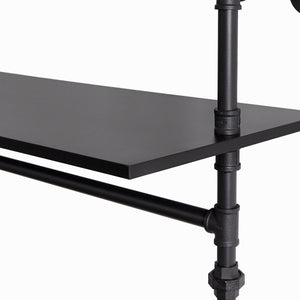 English Elm Industrial Pipe Clothing Rack Reversible 118.3" Heavy-Duty Garment & Walk-In Wardrobe with LED Lights, Shelves and Wall-Mount Stability W1820P214612