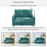 English Elm 53.9" Modern Loveseat Pull-Out Sofa Bed With Adjustable Backrest, Two Cup Holders , A Phone Holder, Three Charging Ports and Side Storage Pockets For Living Room, Teal