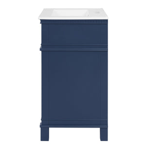 English Elm 24'' Carved Farmhouse Bathroom Vanity with Ceramic Sink Soft Close Storage Cabinet Blue N710P446530C