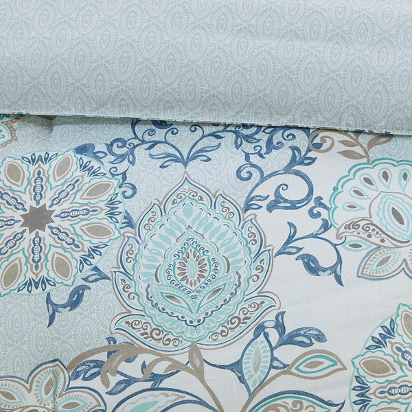 English Elm 8 Madison Park Isla Cotton Reversible Floral Comforter Set Queen OEKO-TEX Botanical Watercolor Medallion Blue 22.05 L x 20.87 W x 14.17 H B03597067