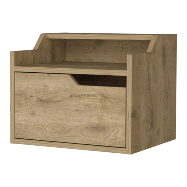 English Elm Florence Floating Nightstand Wall-Mounted with Drawer & Dual Shelves | Sleek Modern Storage, 15.7” W B128P148915
