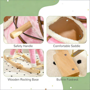 English Elm Rocking Horse Plush Ride on Toy with Music Soft Padded Body for Kids Playroom Fun T3971P442341
