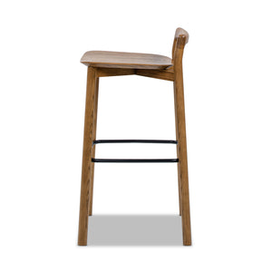 English Elm Jennifer Taylor Home - Sven Modern 30" Low Back Ash Wood Barstool with Black Iron Footrest — Durable, Sustainable Design Dark Brown B2719P395566