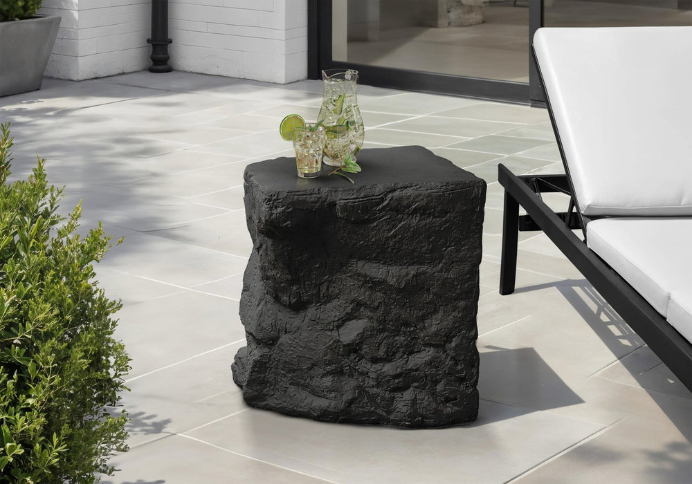 English Elm Accent Table Rock Sculpted Magnesium Oxide Matte Black Indoor Outdoor Side B2710P461685