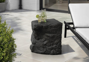 English Elm Accent Table Rock Sculpted Magnesium Oxide Matte Black Indoor Outdoor Side B2710P461685