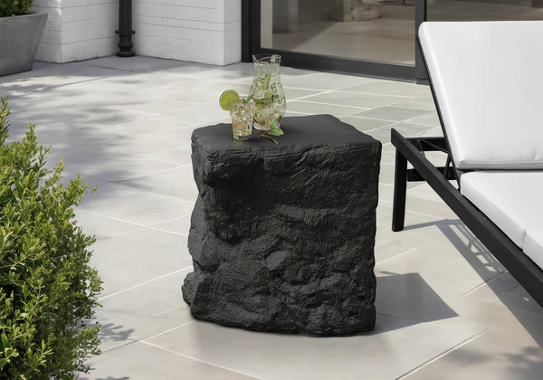 English Elm Accent Table Rock Sculpted Magnesium Oxide Matte Black Indoor Outdoor Side B2710P461685
