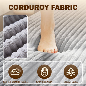 English Elm Modern Corduroy Floor Sofa Foldable Twin Sleeper Foam Filled for Compact Living Spaces Light Grey W1885P435361