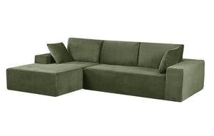 English Elm Cozyform Convertible Sectional Sofa In Dark Green Corduroy, No Assembly, Versatile Comfort & Style B2735P359709