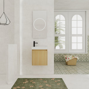 English Elm 20" Wall-Mounted Bathroom Vanity With Ceramic Sink - Stylish Oak Finish, Compact Storage Solution W1972P196394
