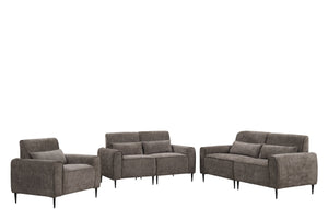 English Elm Rossa Chenille Upholstered Sofa Loveseat and Chair Set with Pocket Coil Cushions Gray B2749S00088