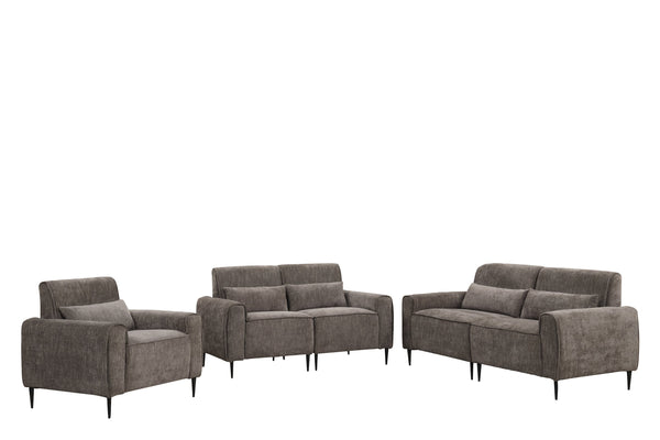 English Elm Rossa Chenille Upholstered Sofa Loveseat and Chair Set with Pocket Coil Cushions Gray B2749S00088