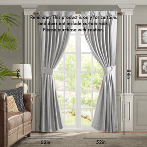 English Elm Pleat Curtain Panel with Tieback Avignon Satin Sheen Box Pleat 52x84 Elegant Textured Drapery Silver 4.72 L x 11.81 W x 11.81 H B035129638