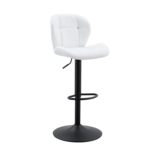 English Elm Set of 2 Tufted Pu Swivel Barstools Adjustable Height White Cushioned Kitchen Seating W3875P382614