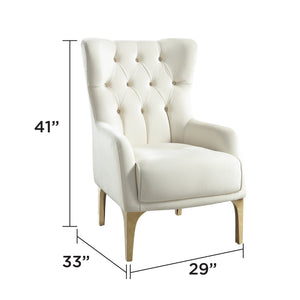 English Elm Lippa Tufted Upholstered Accent Chair with Gold Steel Legs for Glam Living Spaces Off White B009P442544