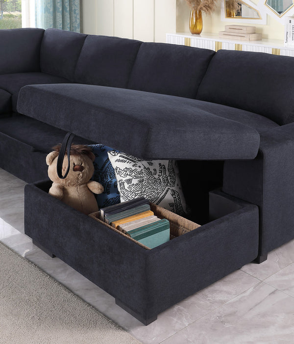 English Elm Claire Sleeper Sectional with Storage Chaise Woven Fabric Contemporary Living Room Sofa B2749S00245
