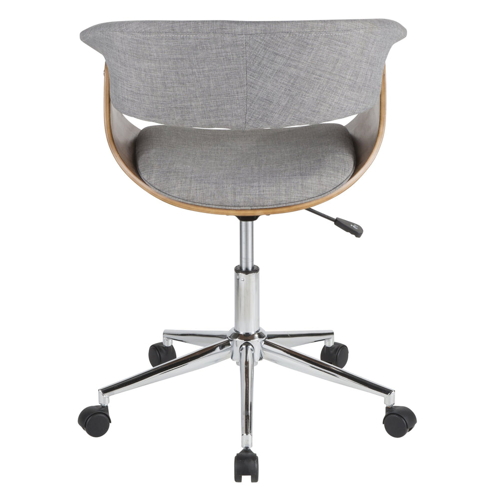 English Elm Task Chair with Chrome Five Star Base Grey Fabric Seat for Modern Home Office Use B202P474198