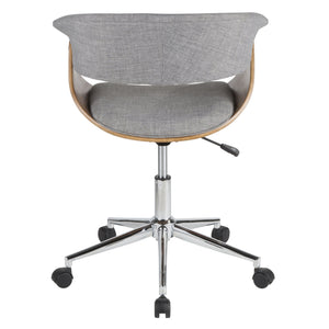 English Elm Task Chair with Chrome Five Star Base Grey Fabric Seat for Modern Home Office Use B202P474198