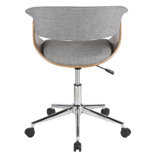 English Elm Task Chair with Chrome Five Star Base Grey Fabric Seat for Modern Home Office Use B202P474198