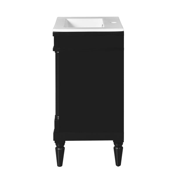 English Elm 18-Inch Modern Bathroom Vanity with Sink Compact Retro Design Durable MDF & Solid Wood Legs Storage-Friendly Black N710P257401B