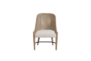English Elm Cane Sand-Colored Host Chairs Set of 2 — Solid Wood Frame, Cane Back, Polyester Upholstered Seats, Elegant Finish B2699P224815