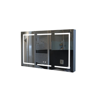 English Elm 47 Inch Matte Black Aluminum Medicine Cabinet with Led Lighting and Mirrored Interior T3785P491990