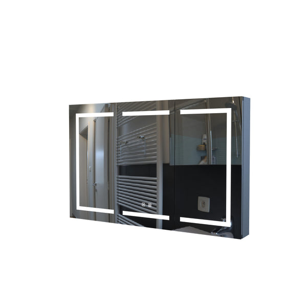 English Elm 47 Inch Matte Black Aluminum Medicine Cabinet with Led Lighting and Mirrored Interior T3785P491990