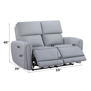 English Elm Jeromie Gray 3-Piece Faux Leather Power Motion Living Room Set with USB/Type-C Ports, Pocket Coil Comfort B2726S00526