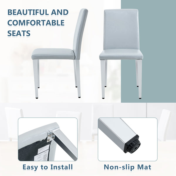 English Elm Four Pu Leather Dining Chairs with Metal Legs Modern Minimalist Set for Stylish Homes W1151P383507