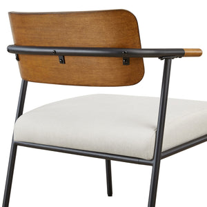 English Elm Jennifer Taylor Home - Kelvin Cream Upholstered Accent Arm Chair with Black Metal Frame, Mid-Back, Compact Comfort B2719P328582