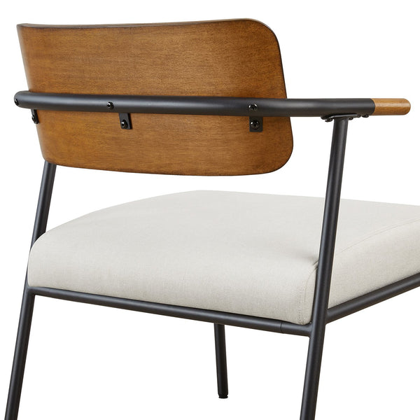 English Elm Jennifer Taylor Home - Kelvin Cream Upholstered Accent Arm Chair with Black Metal Frame, Mid-Back, Compact Comfort B2719P328582