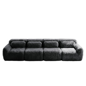 English Elm 149'' Plush Modular Cloud Sofa Boneless Ergonomic Design for Home Theater Lounge Dark Grey W714S01553
