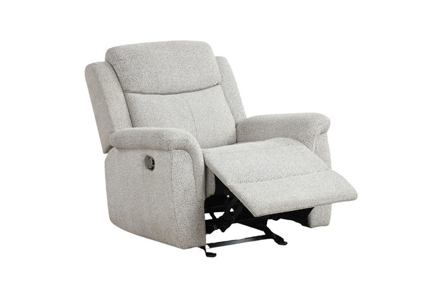 English Elm Contemporary Sandbach Manual Glider Recliner with Padded Track Arms, Smooth Motion, Soft Neutral Fabric Upholstery Light Gray 36 L x 30 W x 27 H B2741P385040