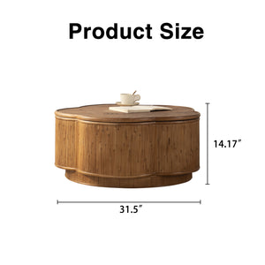 English Elm Flower-shaped Rattan Coffee Table Boho Woven Design with Hidden Lift Top Storage W3081P464745