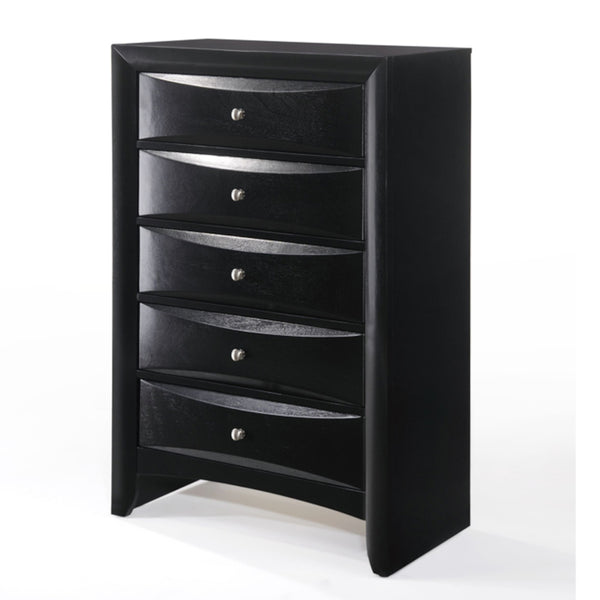 English Elm Ireland Eight-Drawer Dresser with Okume Veneer Top, Brushed Nickel Knobs and Durable Wood Frame Black 53 L x 35 W x 20 H B2726P256707