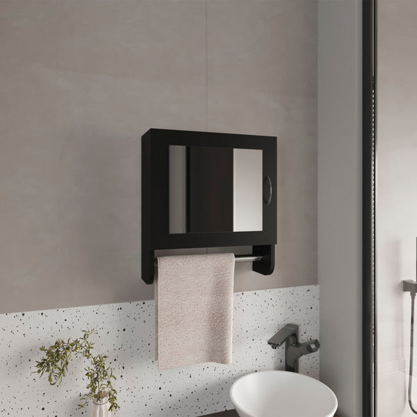English Elm Medicine Compact Wall Cabinet with Mirror Door, Engineered Wood Storage, Durable, Space-Saving Design Black 20.28 L x 18.31 W x 2.36 H B097P250834