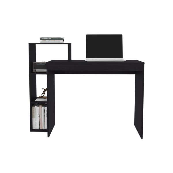 English Elm Foxburg Matte Black Writing Desk with Open Shelves for Home Office or Study B092P474485