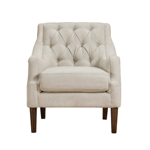 English Elm Beige Stella Button-Tufted Boucle Accent Chair with Dark Wood Legs — Modern Classic Comfort, 30.5"x32.5"x34" B011P272287