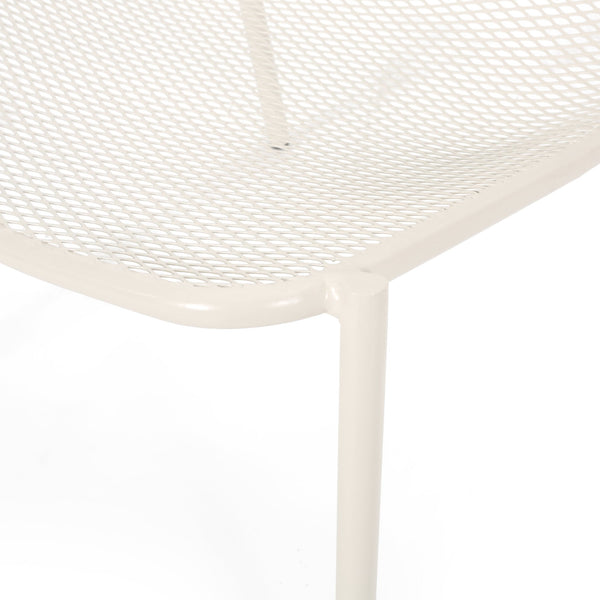 English Elm Christopher Knight Home® - 3 Piece Seating Group Iron Patio Set in Ivory White with Mesh Chairs & Glass Top Side Table, RTA 65200.00WHI_65201.00WHI