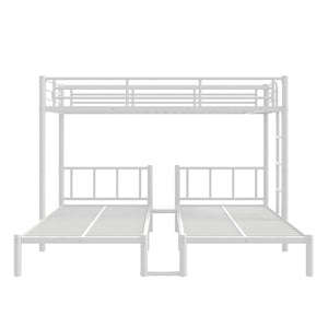 English Elm Twin Triple Bunk Bed Metal L-shaped Frame Sleeps Three Kids White Finish White W1580S00616