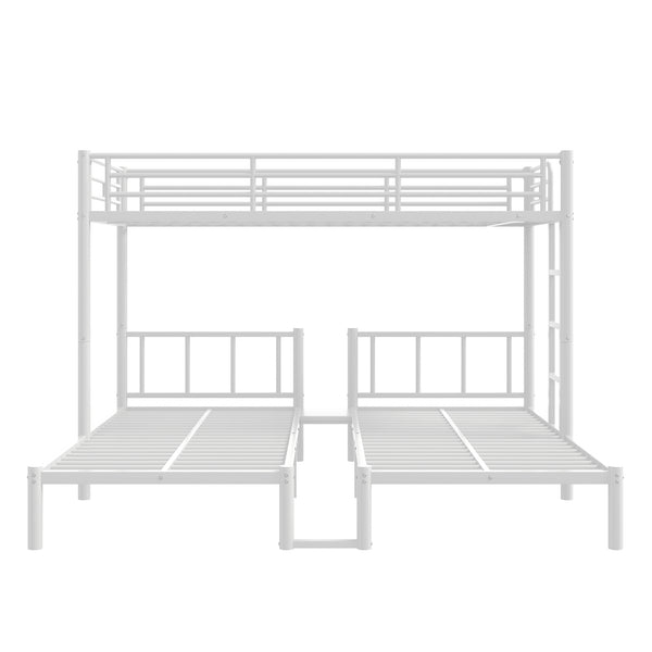 English Elm Twin Triple Bunk Bed Metal L-shaped Frame Sleeps Three Kids White Finish White W1580S00616